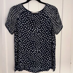 Navy blue and white Loft blouse, size S